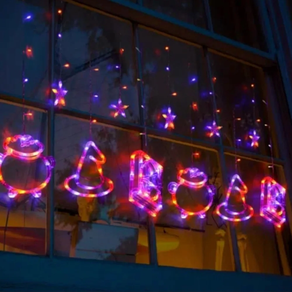 Decorative Halloween Window LED Lights icicles Lights Witchy Witch Theme Twinkle